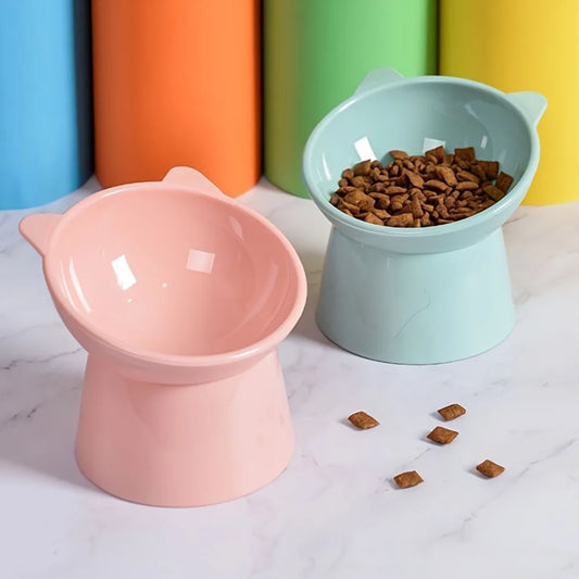 NOVELTY MOON Cat Ear Raised Pet Bowl Elevated Feeder Anti Slip Ergonomic