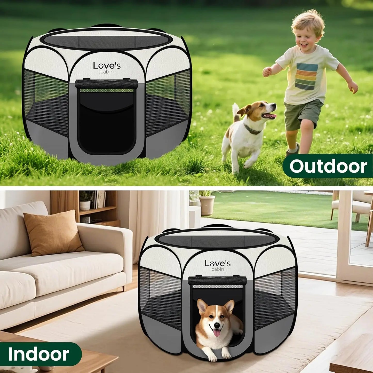 Portable Pet Playpen Foldable Dog Tent Cage Indoor Outdoor Use
