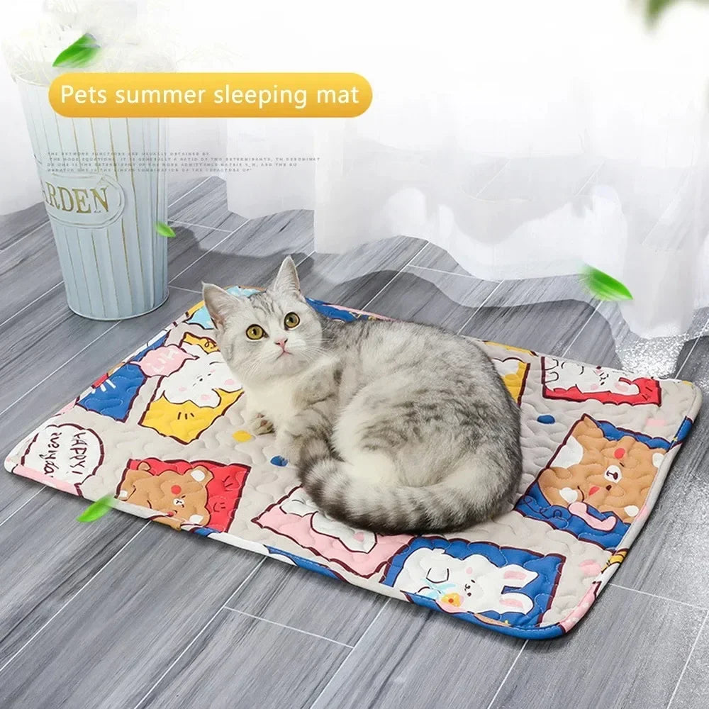Cooling Ice Silk Pet Bed Mat For Dogs And Cats Moisture Proof