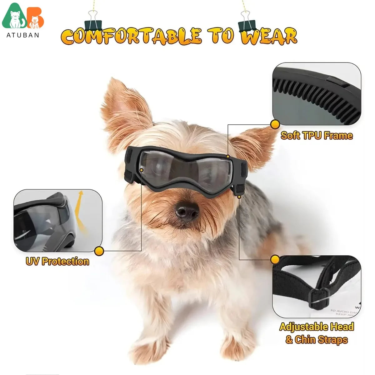 ATUBAN Dog Goggles Small Breed UV Protection Eyewear