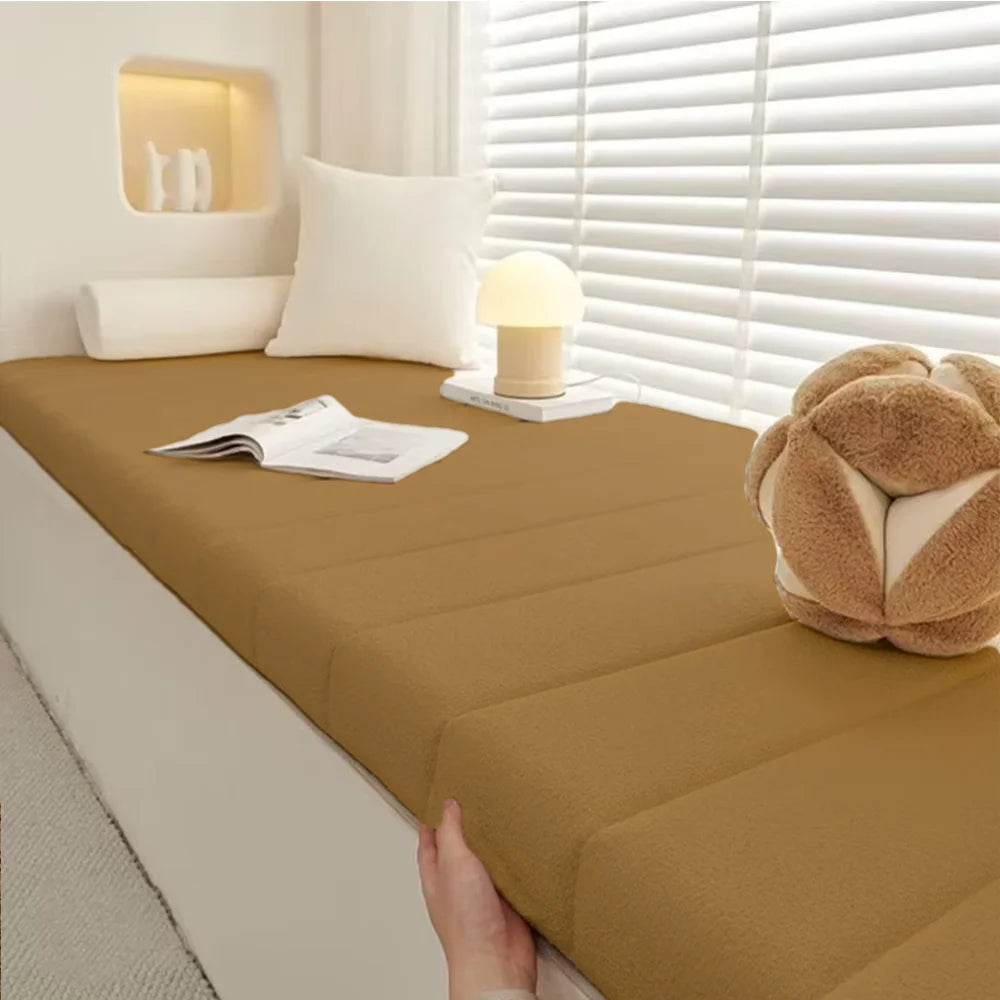 Custom 6cm Long Bench Cushions Teddy velvet Bay Window Chair Seat Long Mattress Padding Seat Pad Decorative Pads Swings