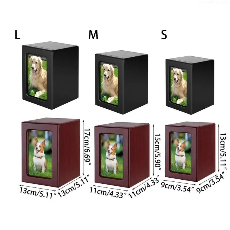 OOTDTY Wooden Pet Cremation Urn Photo Frame Memorial Box