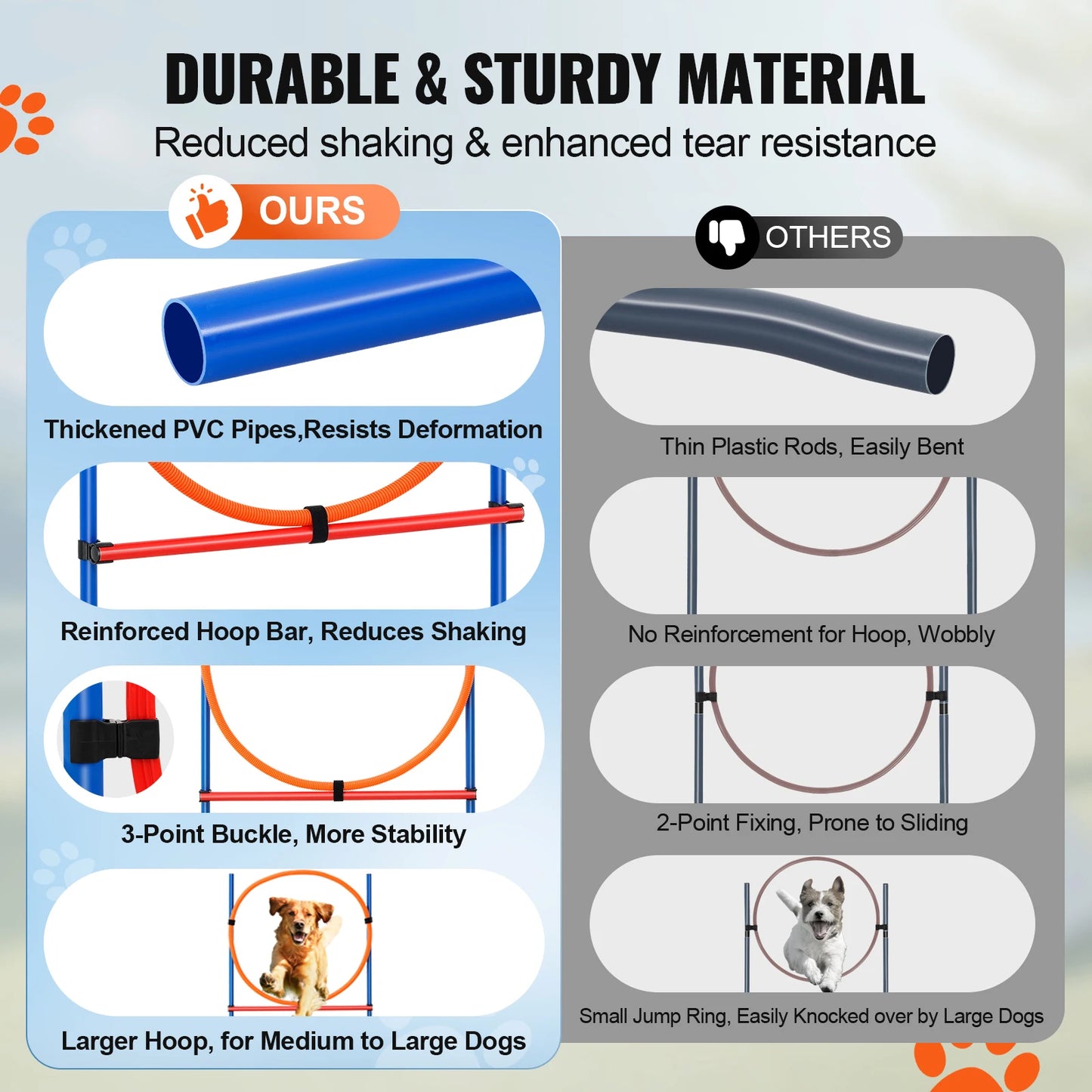 SucceBuy Dog Agility Training Equipment 4 Piece Set Hurdle Poles