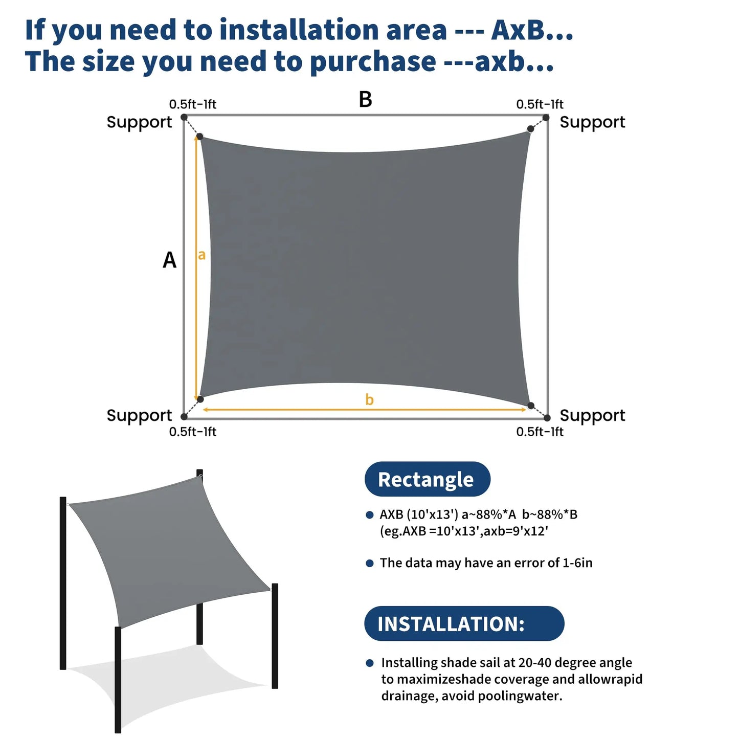 HiMISS Sun Shade Sail UV Block Outdoor Canopy For Patio