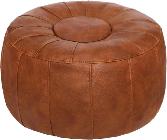 Unstuffed Moroccan Storage Pouf Foot Stool Ottoman Seat Handmade Faux Leather Bean Bag Floor Chair Foot Rest for Living Room