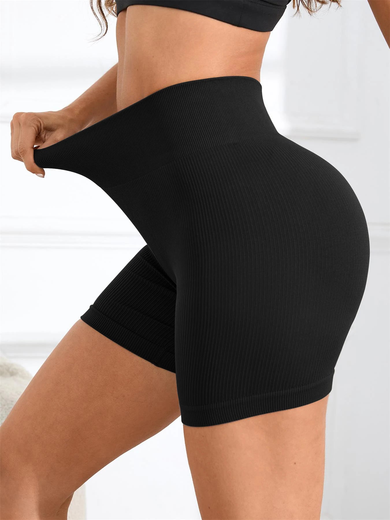 Womens High Waist Sports Shorts and Seamless Yoga Leggings Set