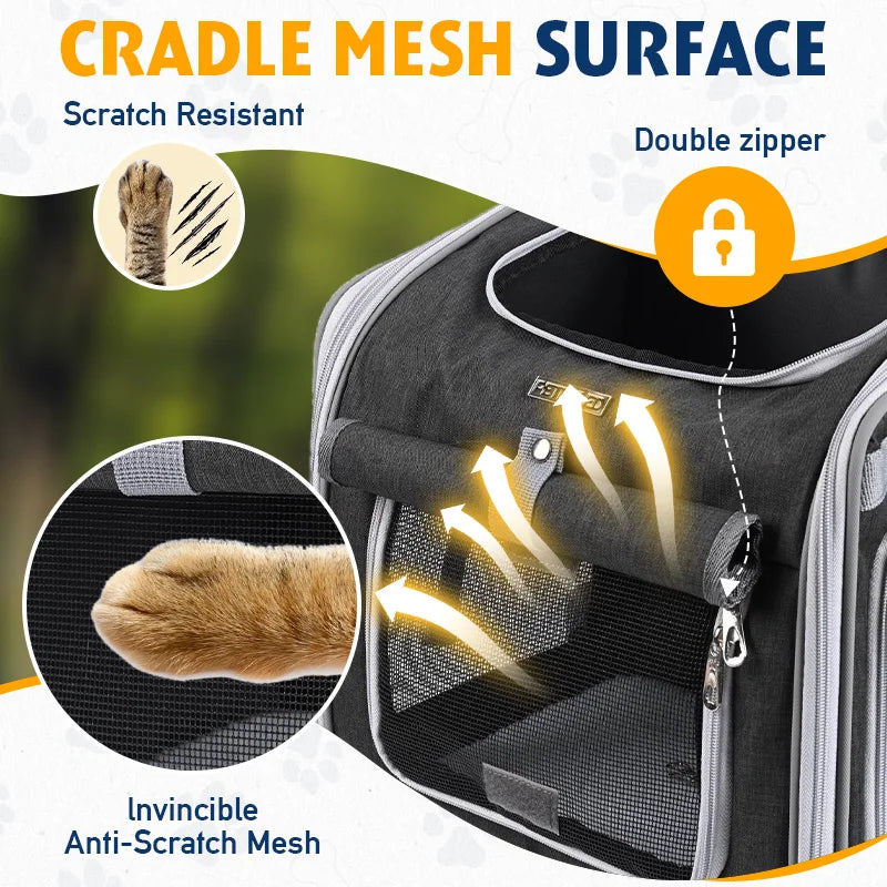 Foldable Expandable Soft Sided Pet Carrier Backpack For Bike Travel