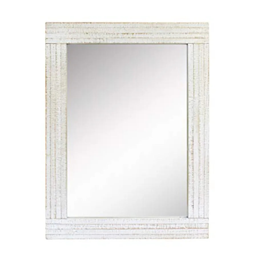 Natural Wood Frame Wall Mirror With Hanging Brackets Rustic Decor