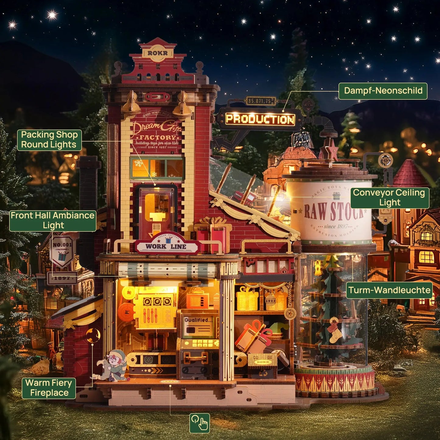 Robotime Rokr Dream Gift Factory Wooden Puzzle With Light
