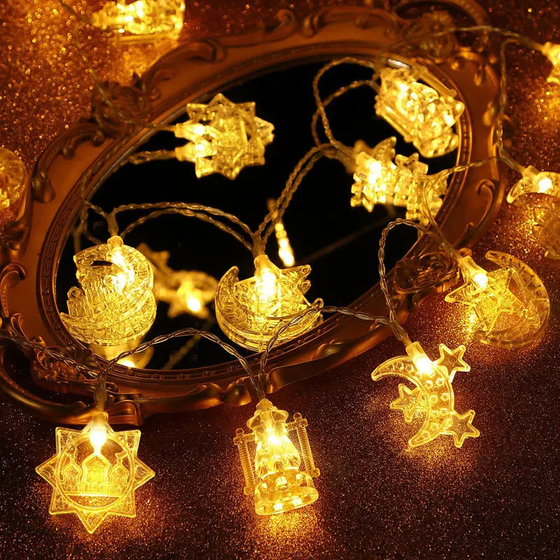 NONECN Eid Mubarak LED Moon Star Castle Lantern String Lights